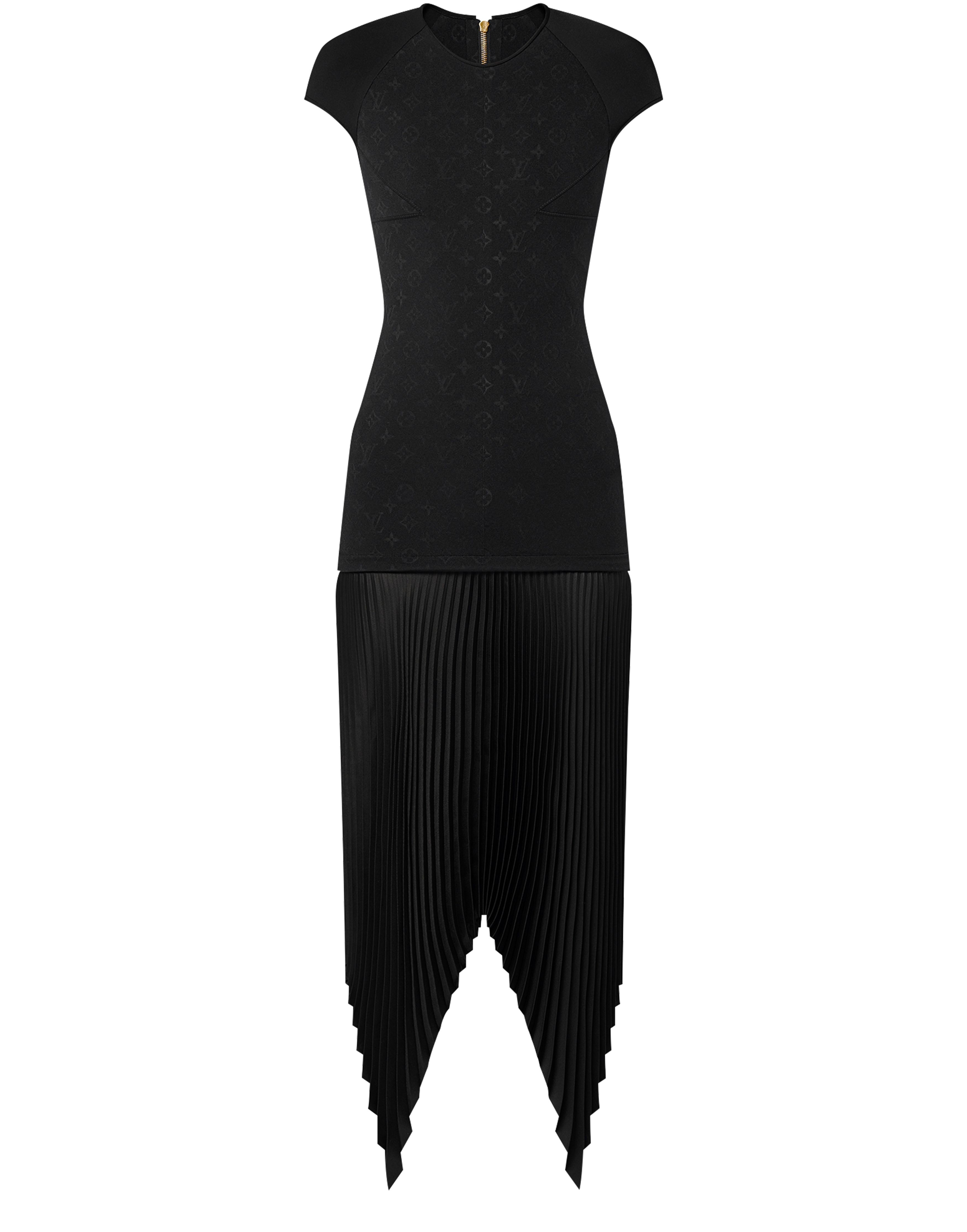 Embossed Monogram Pleated Dress