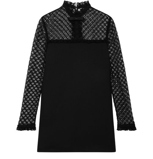 CELINE Lace mini dress in diagonal wool