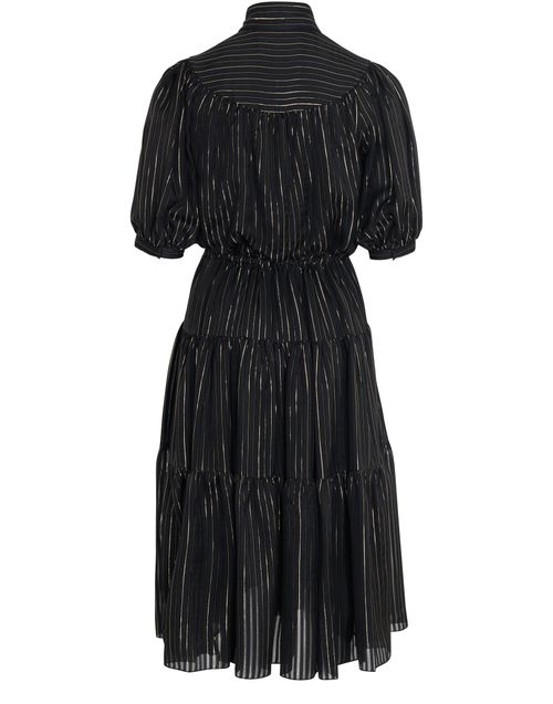 CELINE Prairie dress in striped silk lamé