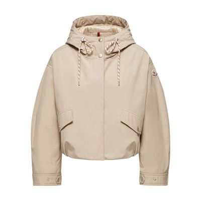 Moncler Eucalyptus Hooded Jacket Drawstring Front Pockets In Neutral