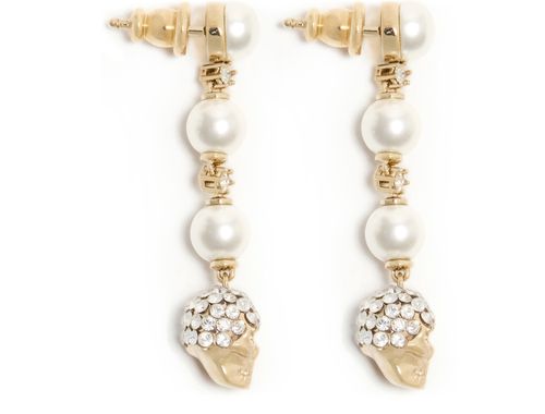 MCQUEEN Skull and pearl earrings