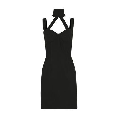 Dolce & Gabbana Sleeveless Stretch Sablé Bustier Minidress In Black