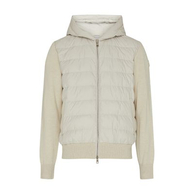 Moncler Bi-material Jacket In Off-white