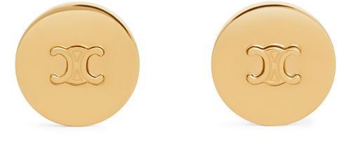 CELINE Triomphe signet earrings in brass with gold finish