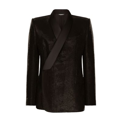 Dolce & Gabbana Sequined Double-breasted Sicilia-fit Tuxedo Jacket In Black