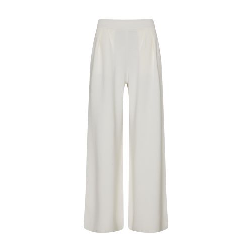 Max Mara Nocera Pleated Wide Leg Virgin Wool Sweater Pants In Bianco
