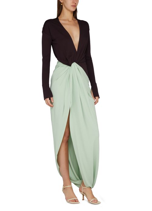 VICTORIA BECKHAM Langärmeliges Jersey-Kleid mit Knotendetails