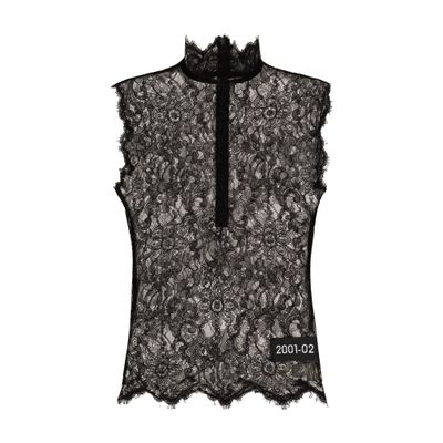 Dolce & Gabbana Sleeveless Chantilly Lace Top In Black