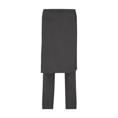 Courrèges Overskirt Wool Tailored Pants In Steel_grey