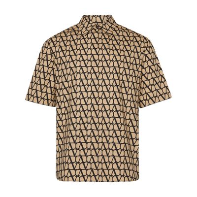 Valentino Short Sleeve Shirt With Iconograph Canvas Print In St_toile_iconograph