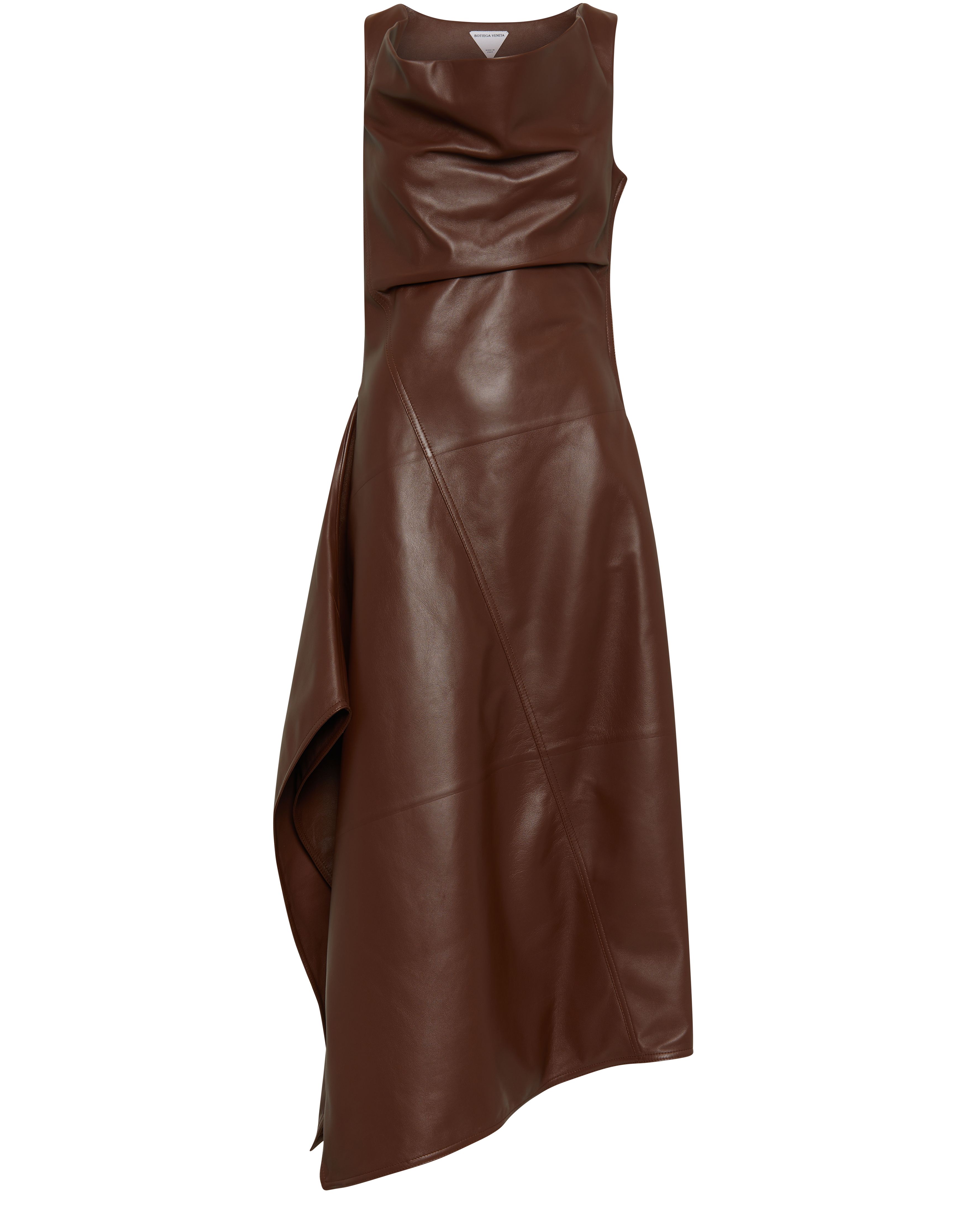 Asymmetric lamb leather dress