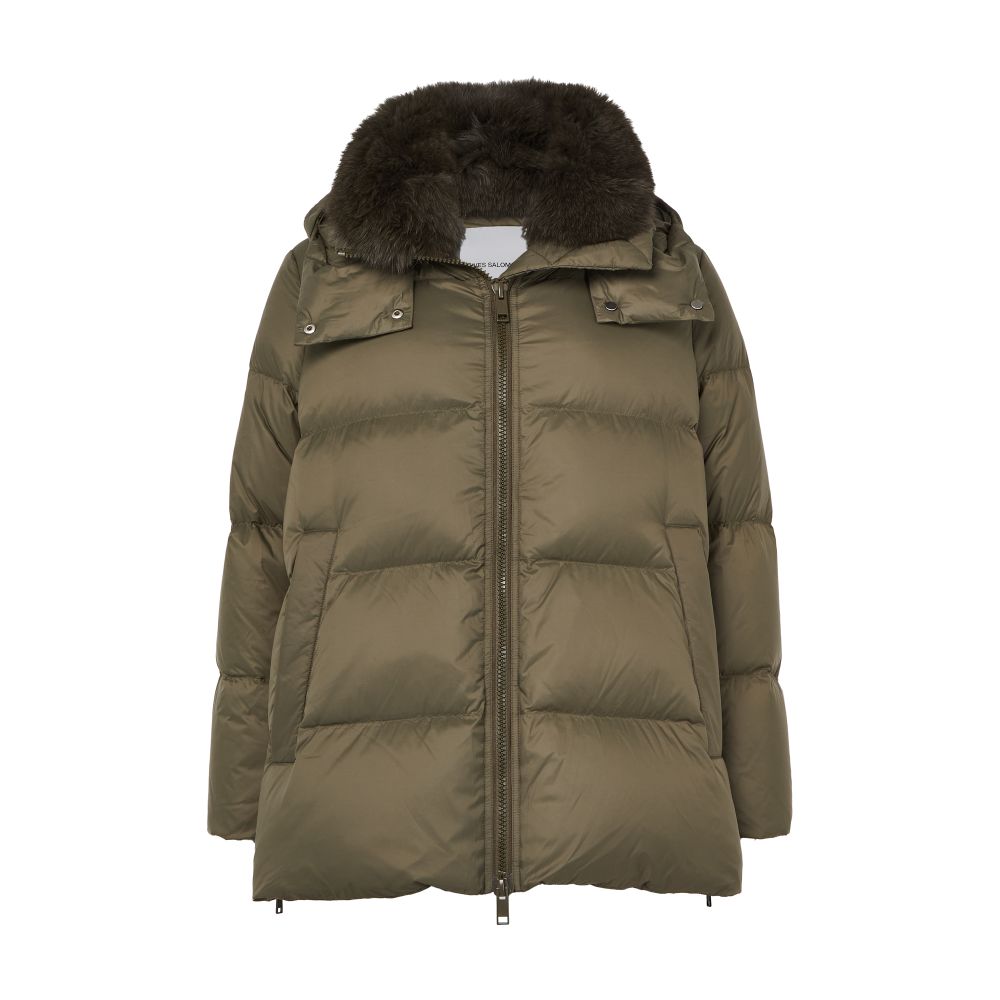 Hooded puffer jacket with a fox fur collar thumbnail 8