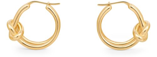 CELINE Knot double hoops in brass with gold finish