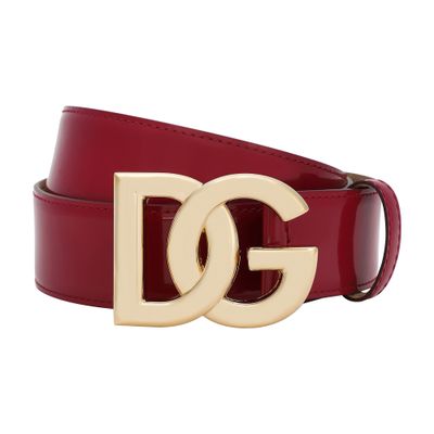 Dolce & Gabbana Polished Calfskin Belt With Dg Logo In Cyclamen
