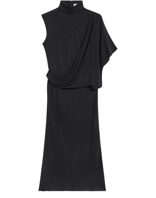 CELINE Loose draped dress in matte and shiny silk