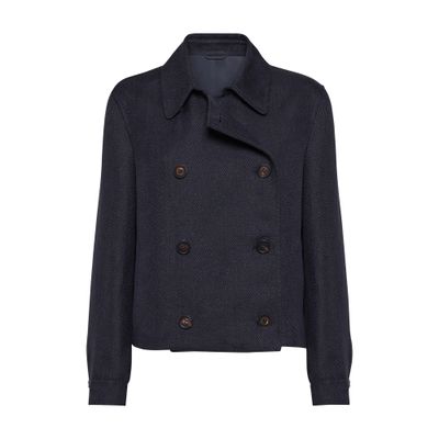 Brunello Cucinelli Monili-detail Caban Jacket In Blue