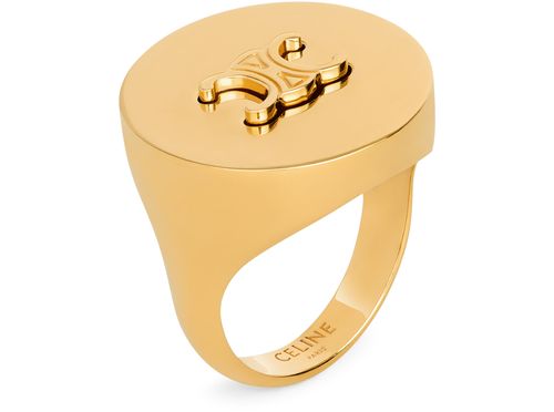 CELINE Triomphe signet ring in brass with gold finish