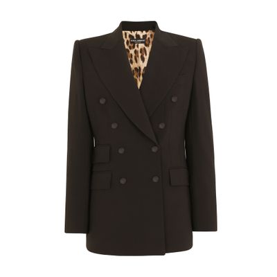 Dolce & Gabbana Double-breasted Virgin Wool Jacket In Black