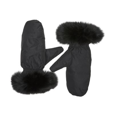 Yves Salomon Fox Fur Gloves In Black