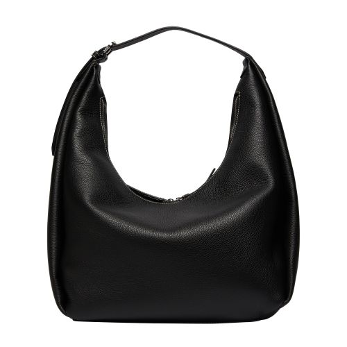 Shop Totême Leather Shoulder Bag In Black_grain_200