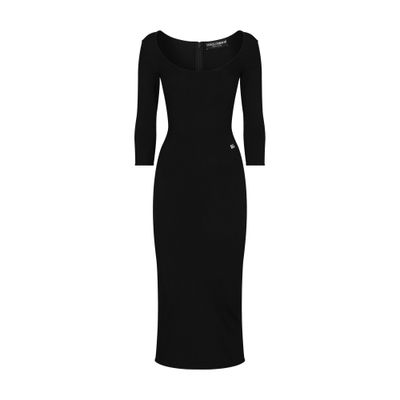 Dolce & Gabbana Calf-length Viscose Knit Dress In Black