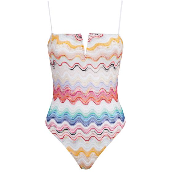 Women s Wave motif one piece swimming costume with underwire MISSONI 24S