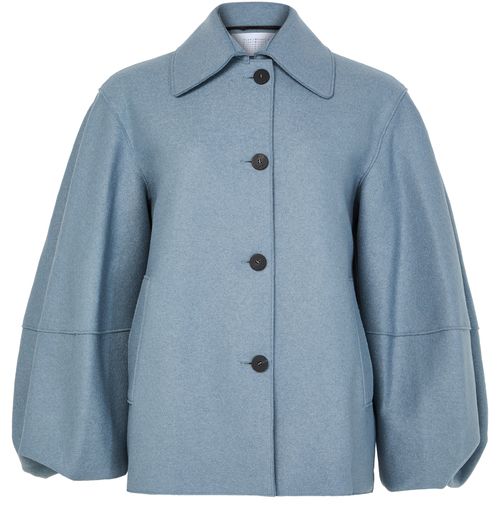 HARRIS WHARF LONDON Puff-sleeved jacket in pressed wool