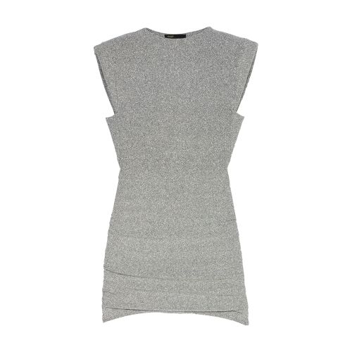 Maje Sparkling Knit Short Dress In Argent