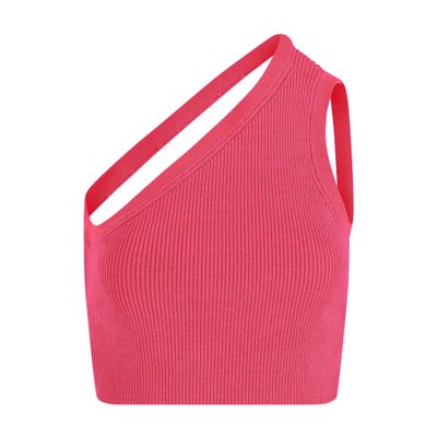 Jacquemus La Maille Ascu One Shoulder Knit Top In Pink