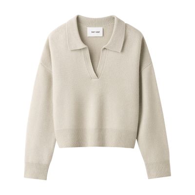 Soft Goat Poloshirt-style Sweater In Off-white