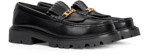 CELINE Margaret chunky loafer with fringes and Triomphe chain in polished bullskin