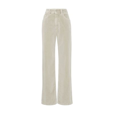 Brunello Cucinelli Beige Twill Loose Trousers In Beige