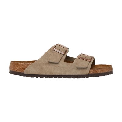 Birkenstock Arizona Suede Leather Sandals In Taupe