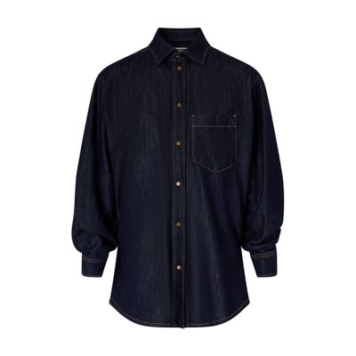 Darkpark Anne Rouche Fitted Tencel Denim Shirt In Blue