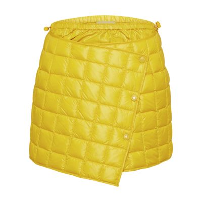 Moncler Quilted Glossed-shell Down Mini Wrap Skirt In Yellow