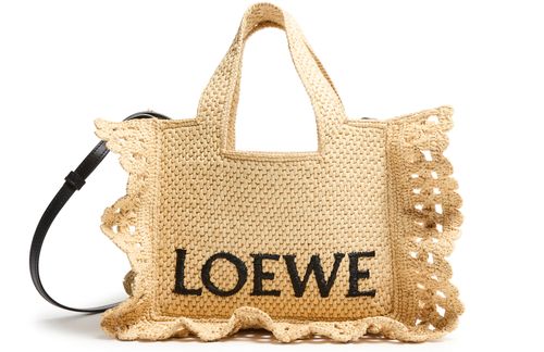 LOEWE LOEWE Font Ruffles small raffia tote bag