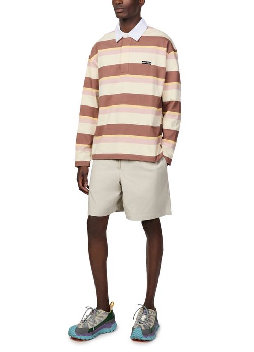 MAISON KITSUNE Gestreiftes Oversize-Poloshirt mit langen Ärmeln