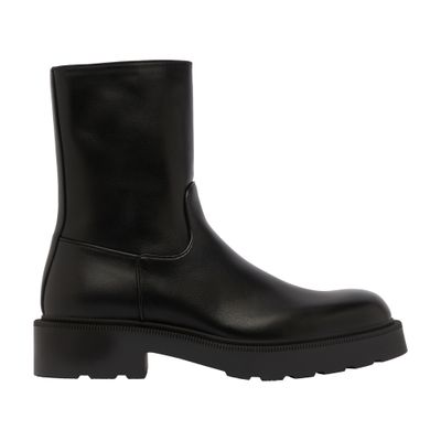 The Row Leather Nobilis Biker Booties In Black