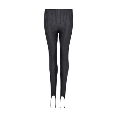 Mugler Black Corseted Leggings In Black
