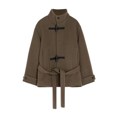 Lemaire Short Duffle Coat In Brown