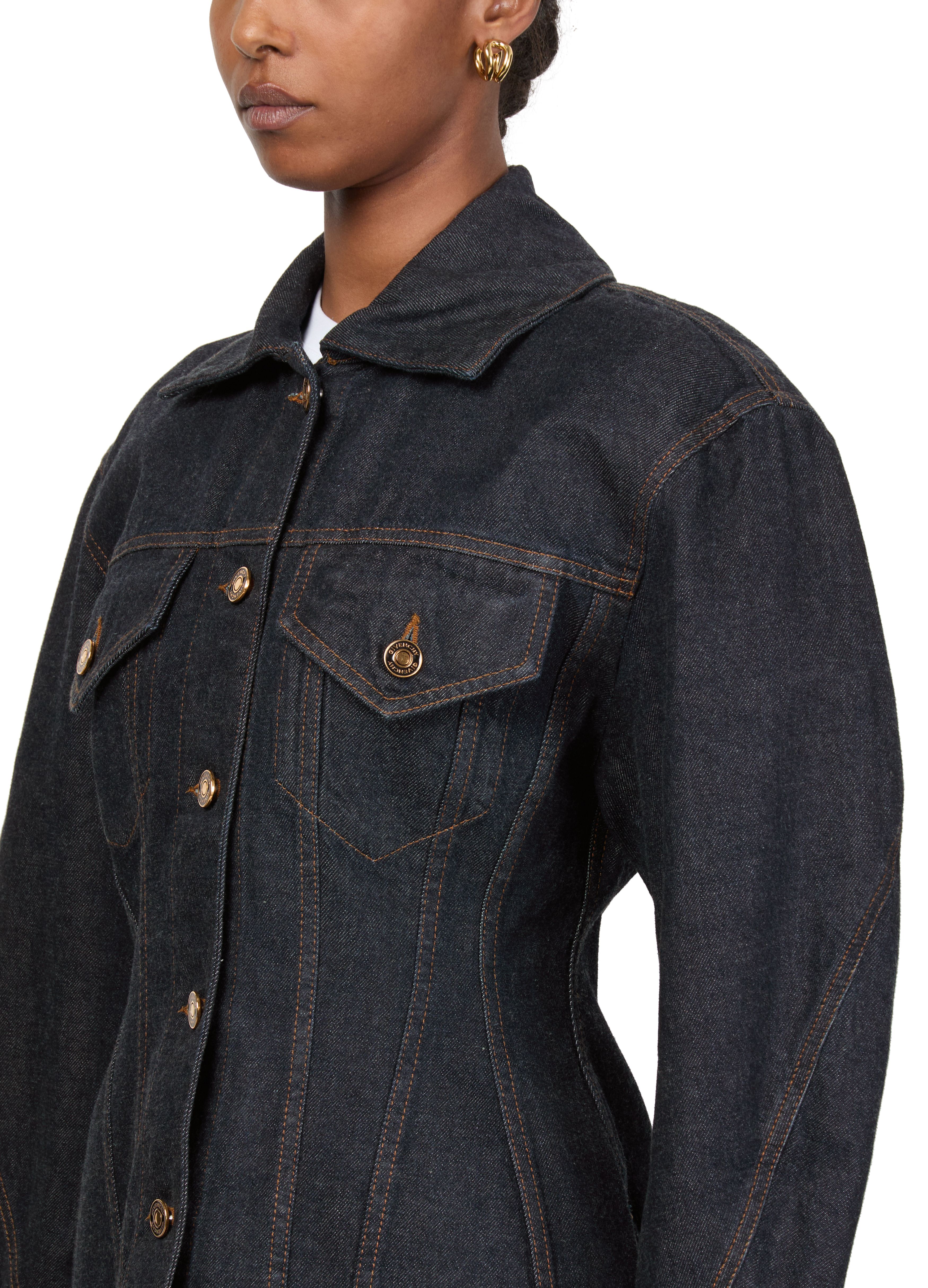 Cinched jacket in raw denim thumbnail 4