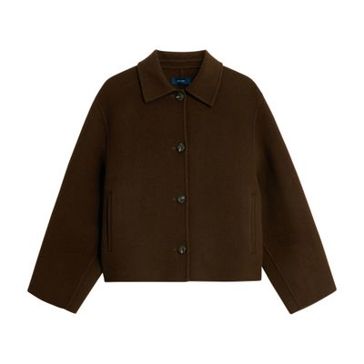 Soeur Short Double-faced Wool Coat In Brown