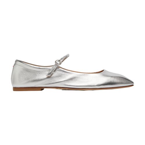 Aeyde Silver Uma Leather Mary-jane Ballerina Flats In Silver