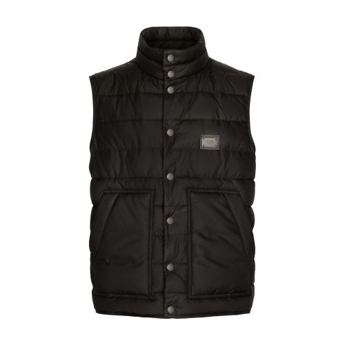 Dolce & Gabbana Nylon Vest With Branded Tag In Black