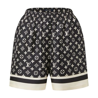 Louis Vuitton Stripe Accent Monogram Pajama Shorts In Black