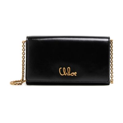 Chloé Leather Clutch With Removable Chain Strap In Black