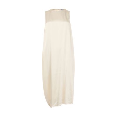 Loewe Sleeveless Draped Silk Midi Dress In Off-white