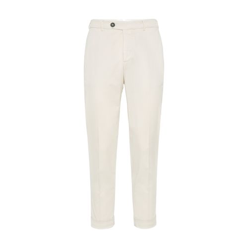 Shop Brunello Cucinelli Piece-dyed Gabardine Pants In Blanc_casse