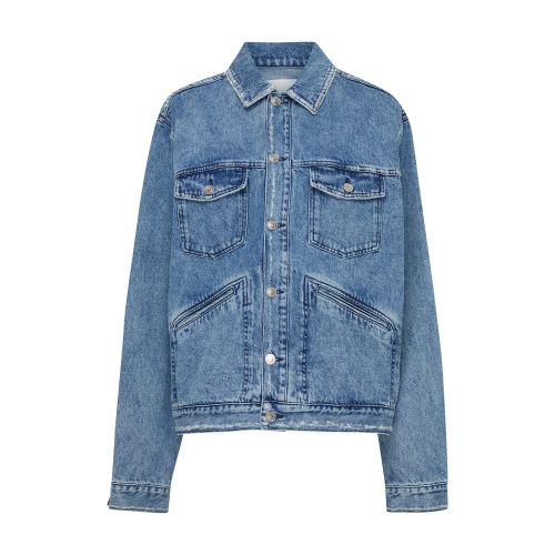 Isabel Marant Jango Logo-embroidered Denim Jacket In Blue