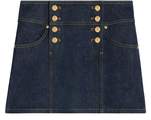 CELINE Mini jupe trapèze en denim rinsed wash